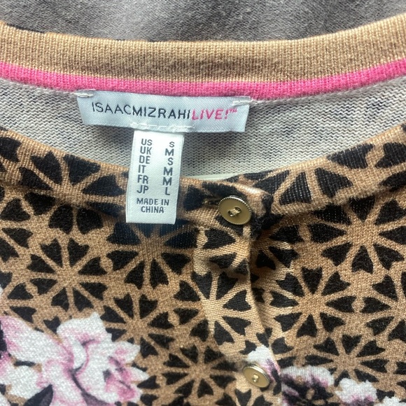 Isaac Mizrahi Live long Tan & Black Cardigan size S - Picture 6 of 7